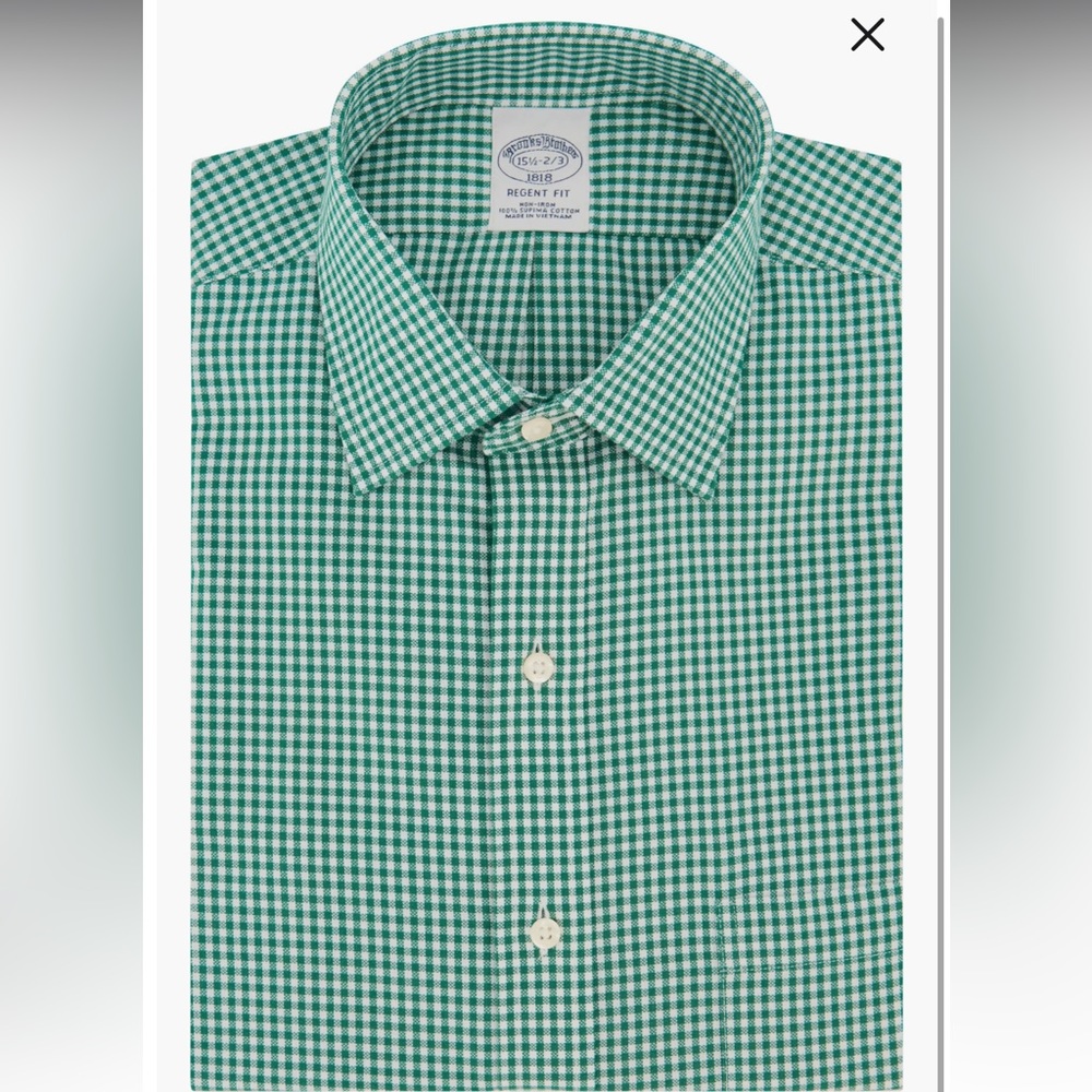 Brooks Brothers Checkered Green Dress Shirt